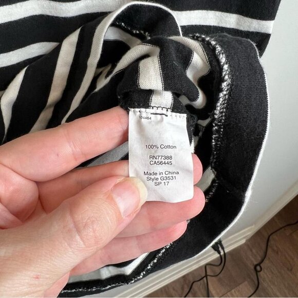 J Crew Factory Womens Size Small Ruffle Sleeve Dress Black White Stripe Shift - Picture 8 of 10
